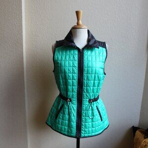 Zenergy by Chico's Green Black Size 1 Puffer Vest Lined Sleeveless Fitted S/M